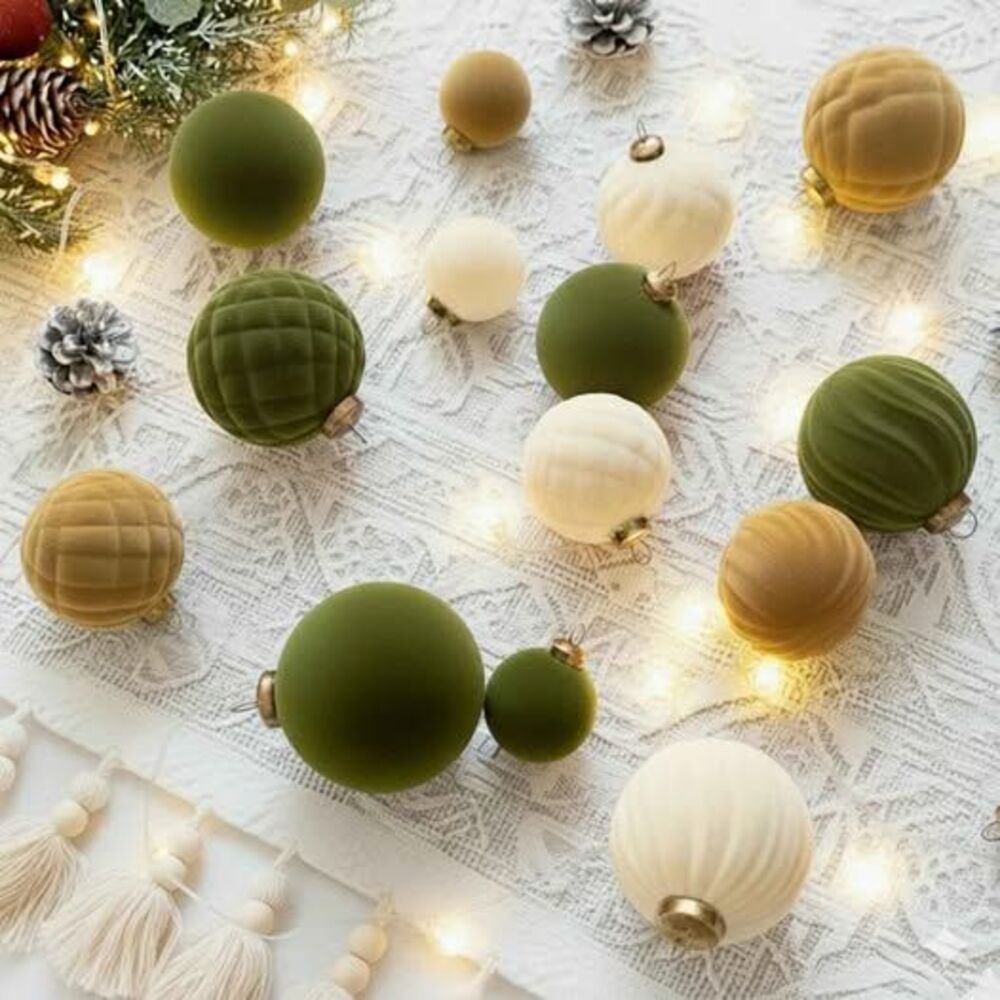 Set of 42 Velvet Christmas Ornaments NEW